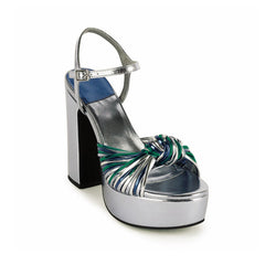 Knotted Block Heel Platform Sandals