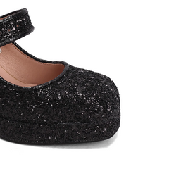 Glitter Block Heel Pumps