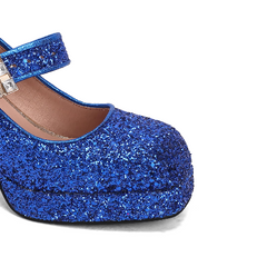 Glitter Block Heel Pumps