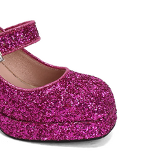 Glitter Block Heel Pumps