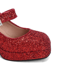 Glitter Block Heel Pumps