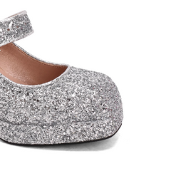 Glitter Block Heel Pumps