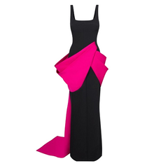 Bi-Color Maxi Evening Dress Gown