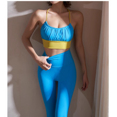 Yoga Pilates Bi-Color Fitted Sports Bra And Stretc