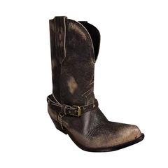 Distressed Western Cowboy Ankle Boots
