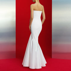 Ruffled Hem Tube Evening Dress Gown