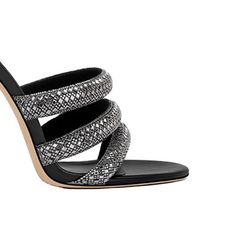 Diamante Mules Sandals - 8cm