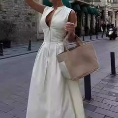 Front Zip Long Tank Dress