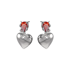 Heart And Diamante Earrings - Pair