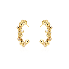 Diamante C Shaped Earrings - Pair
