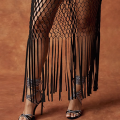 Cut Out Fringed Skirt