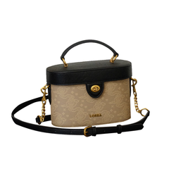 Metal Lock Leather Box Bag
