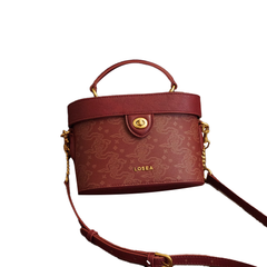 Metal Lock Leather Box Bag