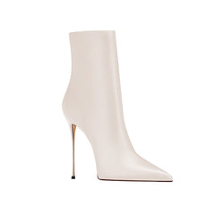 Leather High Heel Ankle Boots