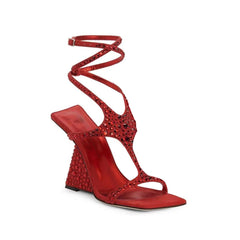 Diamante Ankle Strap Wedged Heel Sandals