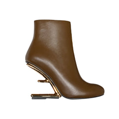 Sculptured Heel Ankle Boots