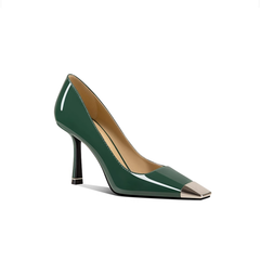 Metal-Plated Kitten Heel Pumps - 8cm