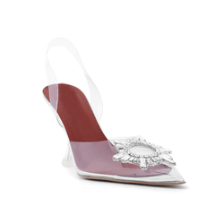 Diamante Transparent PVC Mid Heel Naked Sandals -