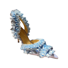 Diamante Ruffled High Heel Sandals