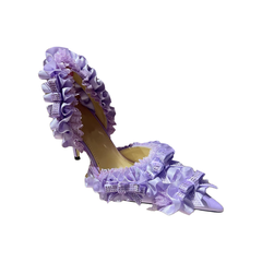 Diamante Ruffled High Heel Sandals