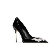 Diamante Buckled Mid Heel Pumps - 6cm