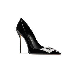 Diamante Buckled Mid Heel Pumps - 8cm