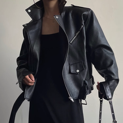 Lapel Leather Jacket