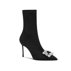 Diamante Buckled Ankle Boots - 8cm