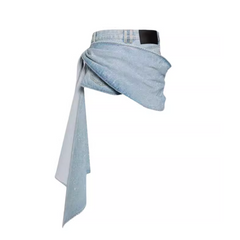 Asymmetric Hem Denim Skirt