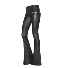 Lace Up Leather Flared Pants
