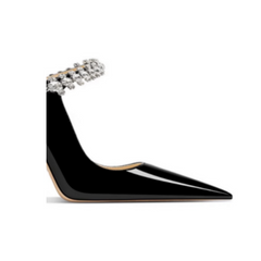 Diamante Mid Heel Mules Sandals - 8cm