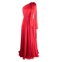 One Shoulder Fold Hem Evening Dress Gown