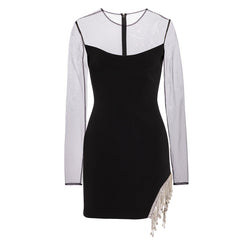 Diamante Fringed Mini Evening Dress Gown