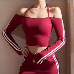Yoga Pilates Off-Shoulder Fitted Fitness Top