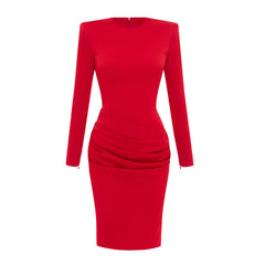 Fold Detailed Evening Dress Gown