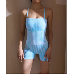 Yoga Pilates Striped Fitted Bodysuit Activewear