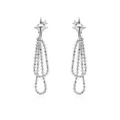 Diamante Star Long Earrings - Pair