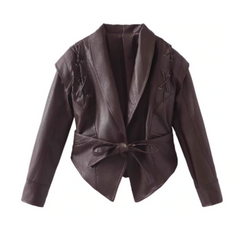 Lace Up Leather Jacket