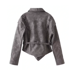 Lace Up Leather Jacket