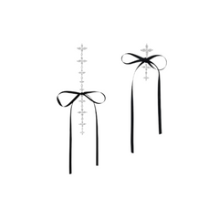 Diamante Bow Asymmetric Earrings - Pair