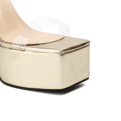 PVC Platform Mules Sandals