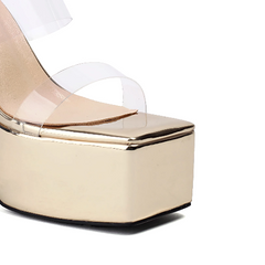 PVC Platform Mules Sandals