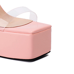 PVC Platform Mules Sandals