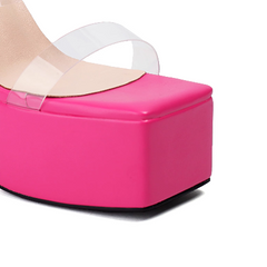 PVC Platform Mules Sandals