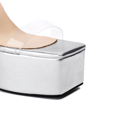 PVC Platform Mules Sandals
