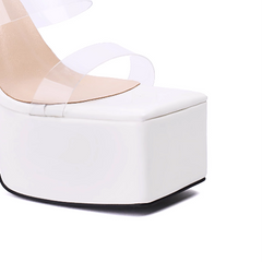 PVC Platform Mules Sandals