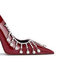 Diamante Fringed Mid Heel Sandals - 8cm