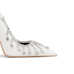 Diamante Fringed Mid Heel Sandals - 8cm