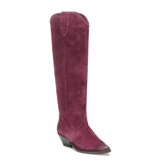 Suede Distressed Knee High Boots
