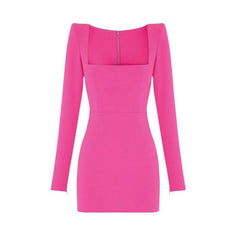 Square Collar Mini Evening Dress Gown